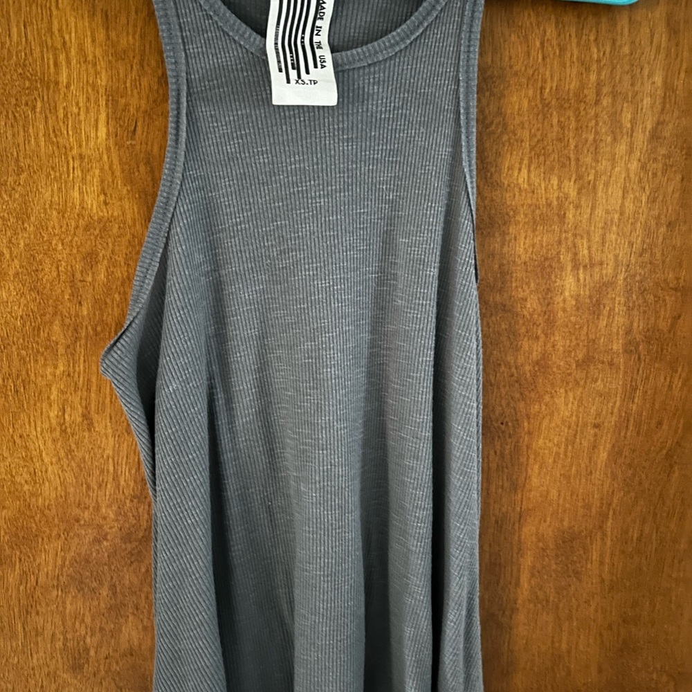 Free People Gray Tank Top with Wide Straps